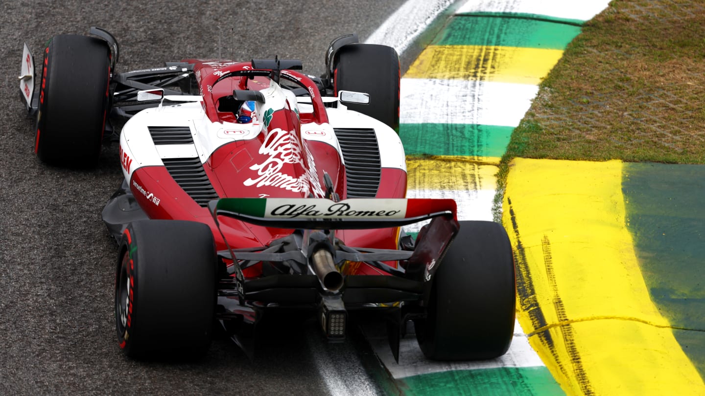 SAO PAULO, BRAZIL - NOVEMBER 11: Valtteri Bottas of Finland driving the (77) Alfa Romeo F1 C42 Ferrari on track during practice ahead of the F1 Grand Prix of Brazil at Autodromo Jose Carlos Pace on November 11, 2022 in Sao Paulo, Brazil. (Photo by Bryn Lennon - Formula 1/Formula 1 via Getty Images)