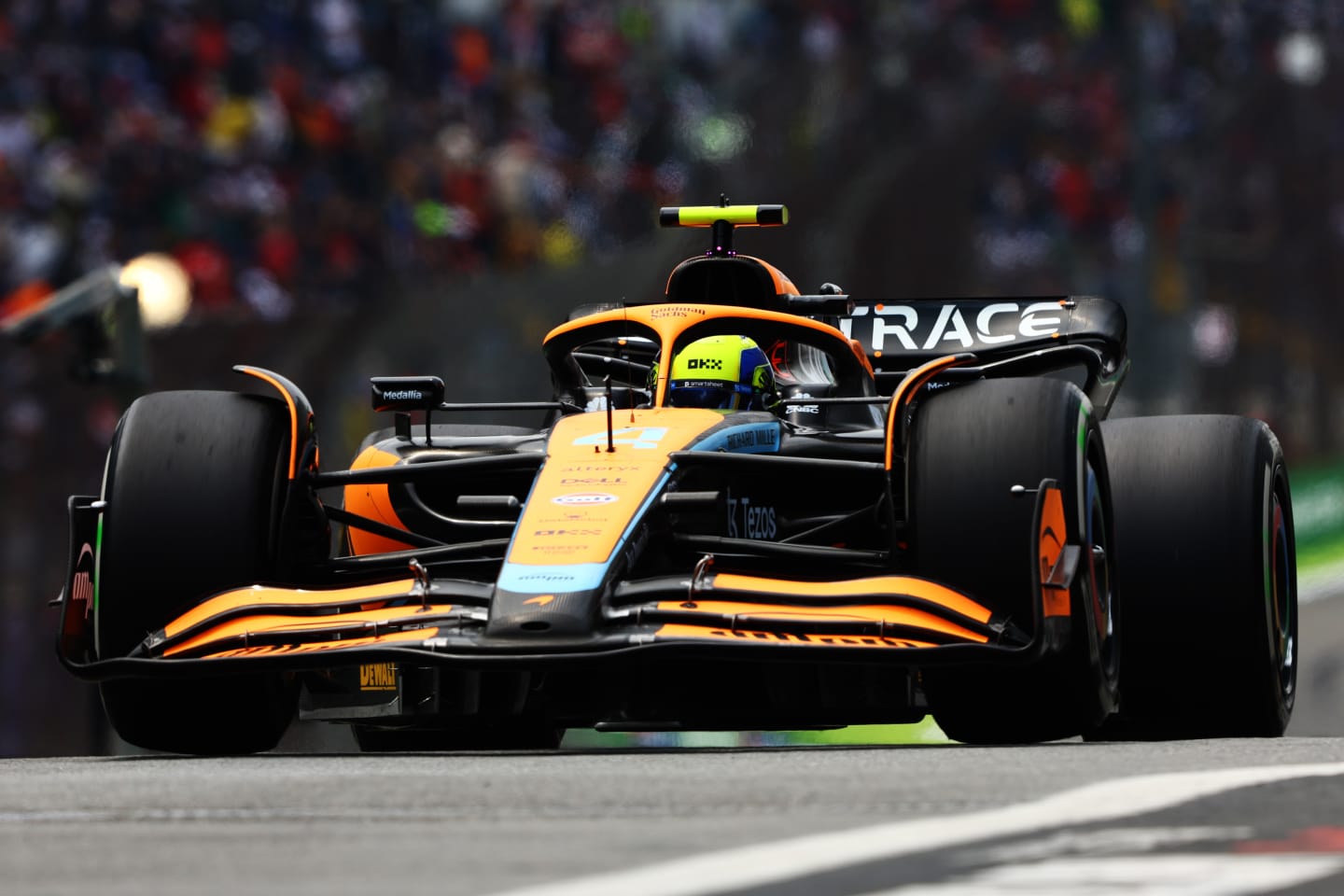 SAO PAULO, BRAZIL - NOVEMBER 11: Lando Norris of Great Britain driving the (4) McLaren MCL36