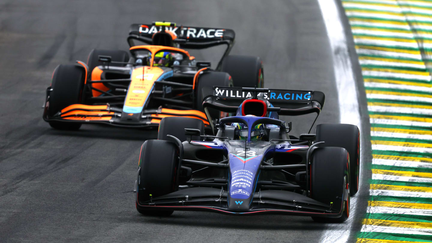 SAO PAULO, BRAZIL - NOVEMBER 11: Alexander Albon of Thailand driving the (23) Williams FW44