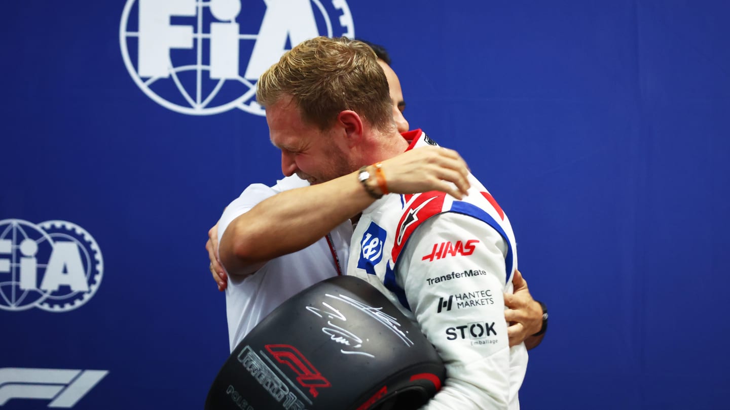 SAO PAULO, BRAZIL - NOVEMBER 11: Pole position qualifier Kevin Magnussen of Denmark and Haas F1 is