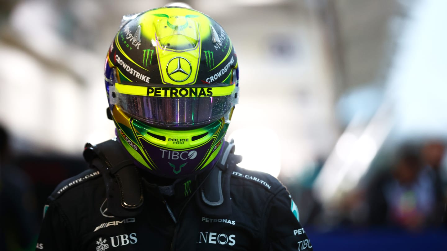 SAO PAULO, BRAZIL - NOVEMBER 11: Eighth placed qualifier Lewis Hamilton of Great Britain and