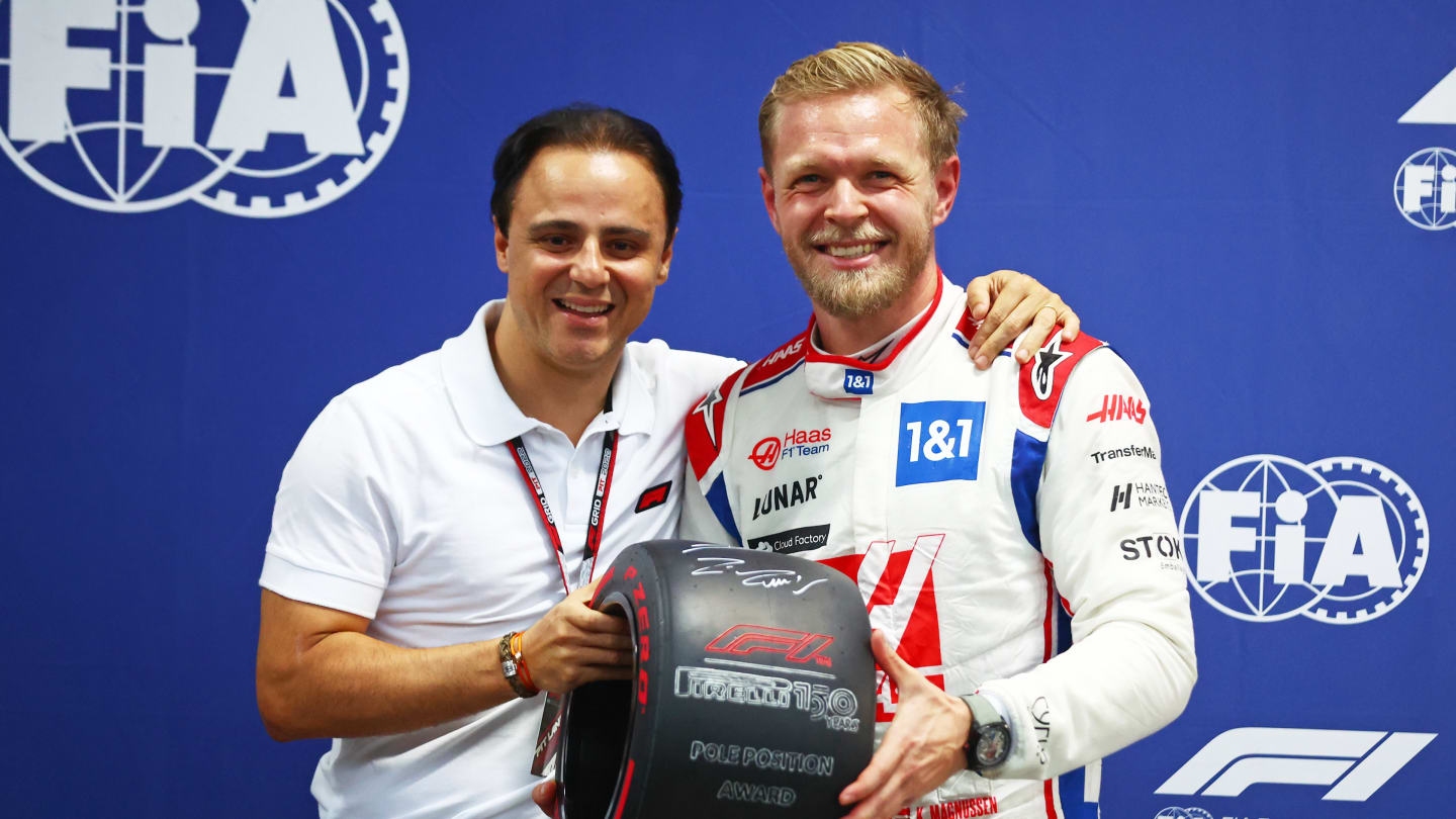 SAO PAULO, BRAZIL - NOVEMBER 11: Pole position qualifier Kevin Magnussen of Denmark and Haas F1 is