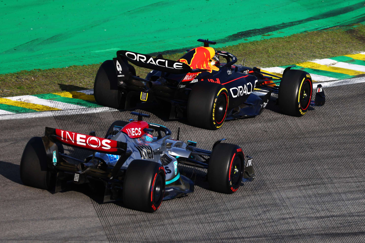SAO PAULO, BRAZIL - NOVEMBER 12: Max Verstappen of the Netherlands driving the (1) Oracle Red Bull