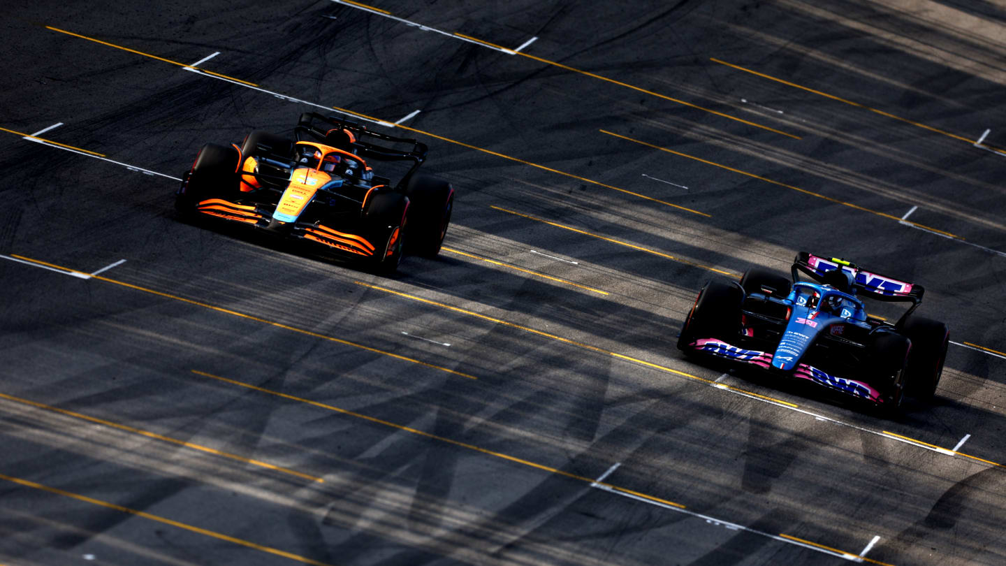 SAO PAULO, BRAZIL - NOVEMBER 12: Esteban Ocon of France driving the (31) Alpine F1 A522 Renault and