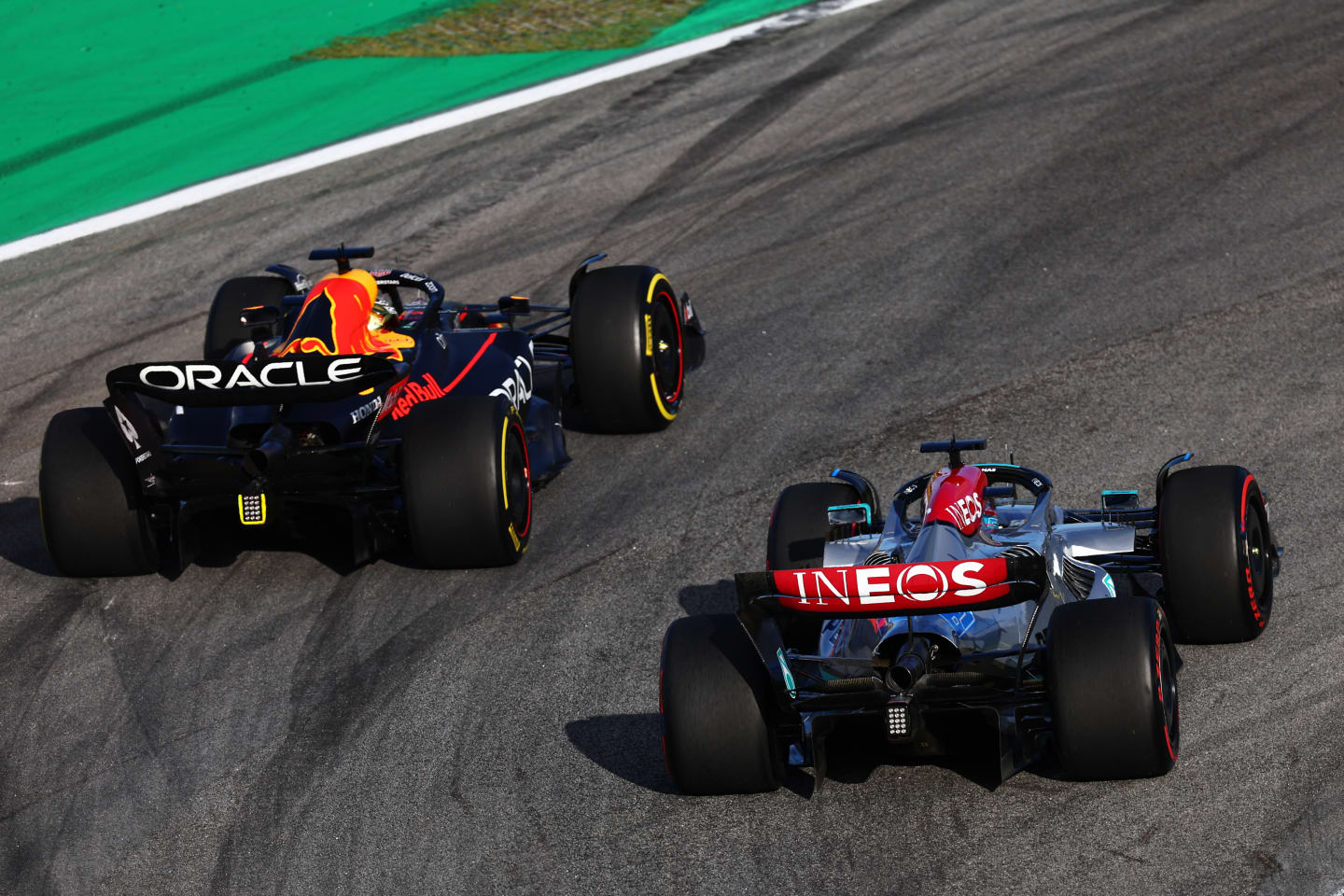 SAO PAULO, BRAZIL - NOVEMBER 12: Max Verstappen of the Netherlands driving the (1) Oracle Red Bull