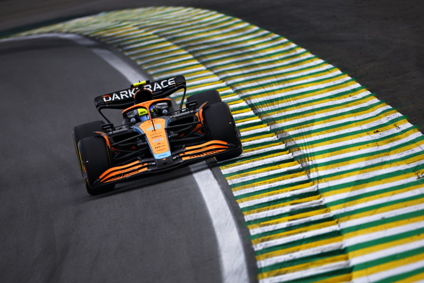 SAO PAULO, BRAZIL - NOVEMBER 13: Lando Norris of Great Britain driving the (4) McLaren MCL36 Mercedes on track during the F1 Grand Prix of Brazil at Autodromo Jose Carlos Pace on November 13, 2022 in Sao Paulo, Brazil. (Photo by Jared C. Tilton/Getty Images)
