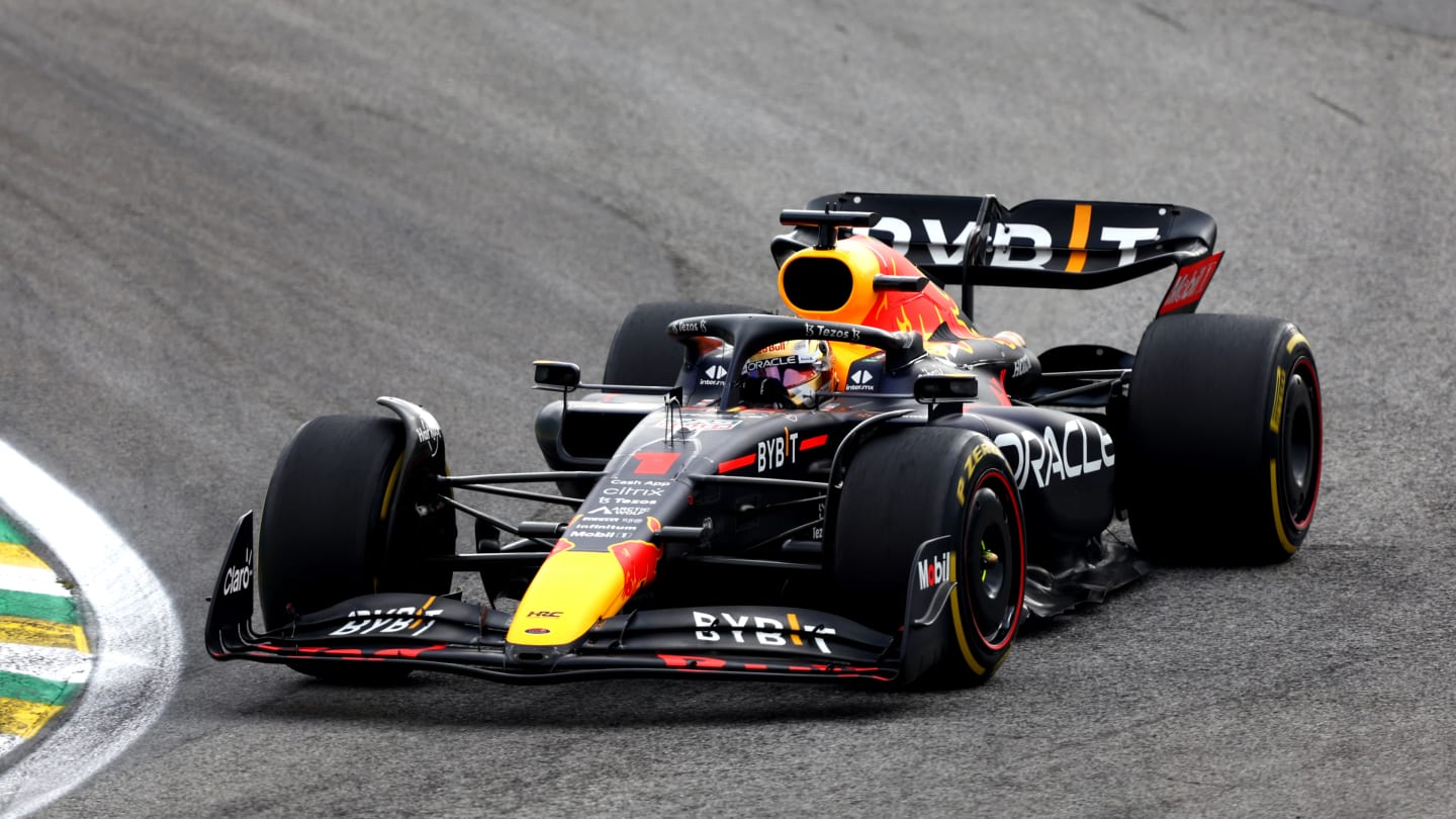 SAO PAULO, BRAZIL - NOVEMBER 13: Max Verstappen of the Netherlands driving the (1) Oracle Red Bull