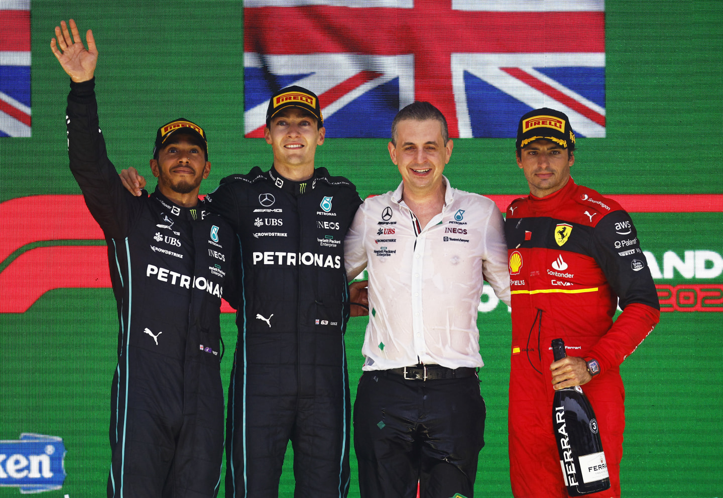 SAO PAULO, BRAZIL - NOVEMBER 13: 1o George Russell of Great Britain and Mercedes, Second placed