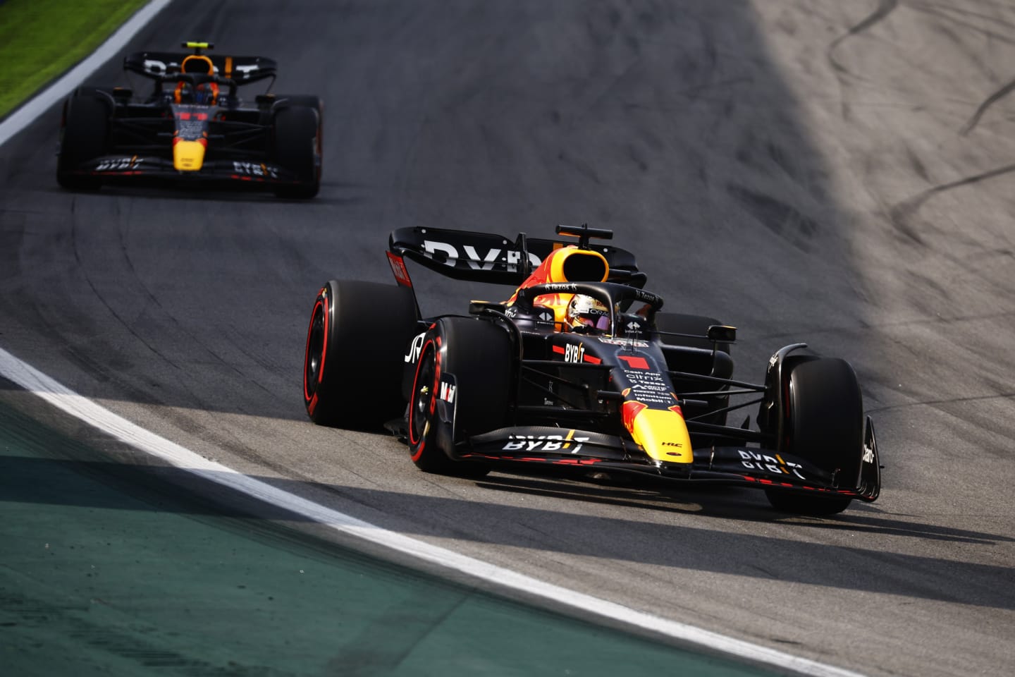 SAO PAULO, BRAZIL - NOVEMBER 13: Max Verstappen of the Netherlands driving the (1) Oracle Red Bull