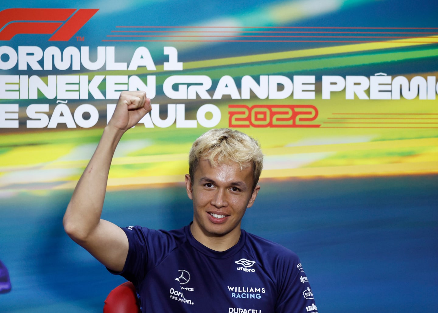SAO PAULO, BRAZIL - NOVEMBER 10: Alexander Albon of Thailand and Williams attends the Drivers Press Conference during previews ahead of the F1 Grand Prix of Brazil at Autodromo Jose Carlos Pace on November 10, 2022 in Sao Paulo, Brazil. (Photo by Jared C. Tilton/Getty Images)