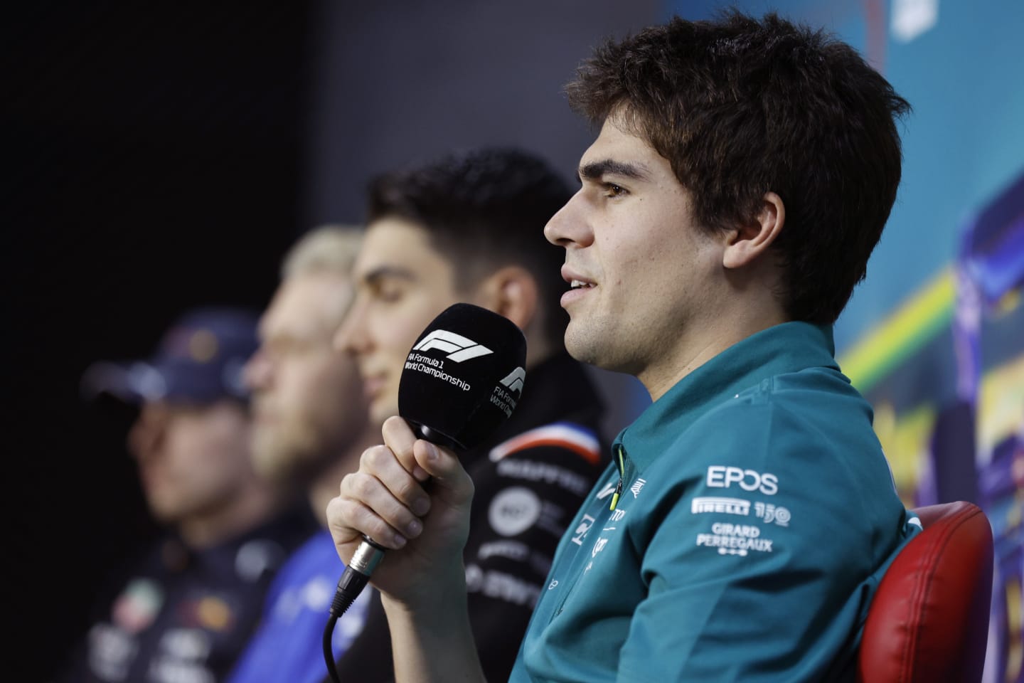 SAO PAULO, BRAZIL - NOVEMBER 10: Lance Stroll of Canada and Aston Martin F1 Team attends the Drivers Press Conference during previews ahead of the F1 Grand Prix of Brazil at Autodromo Jose Carlos Pace on November 10, 2022 in Sao Paulo, Brazil. (Photo by Jared C. Tilton/Getty Images)