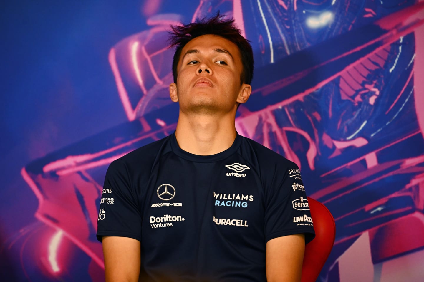 MONTREAL, QUEBEC - JUNE 17: Alexander Albon of Thailand and Williams looks on in the Drivers Press Conference prior to  practice ahead of the F1 Grand Prix of Canada at Circuit Gilles Villeneuve on June 17, 2022 in Montreal, Quebec. (Photo by Clive Mason/Getty Images)