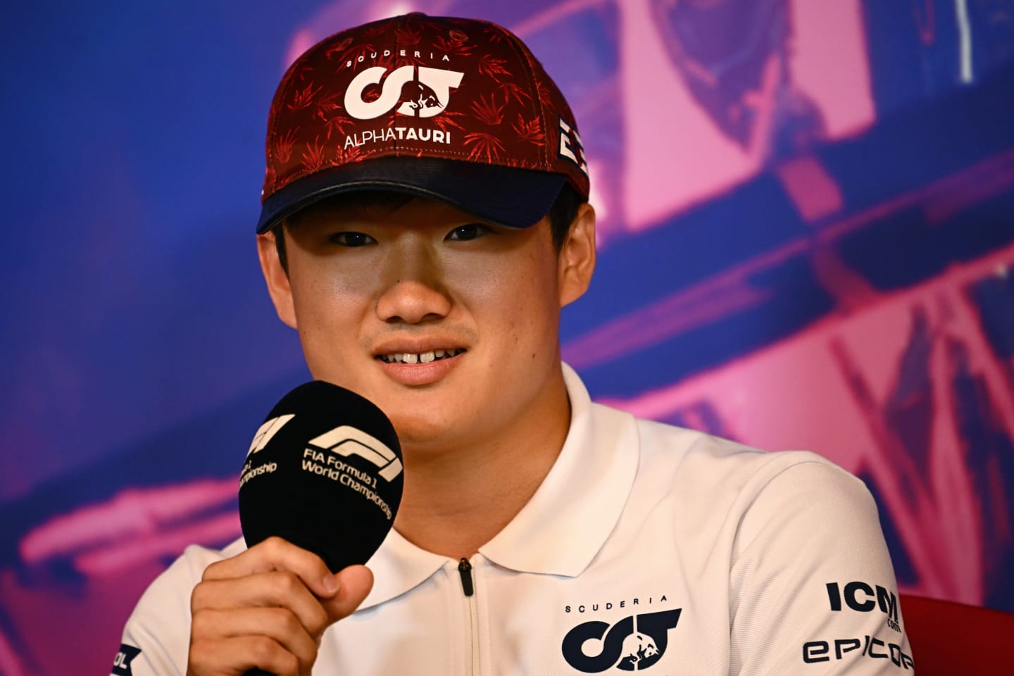 MONTREAL, QUEBEC - JUNE 17: Yuki Tsunoda of Japan and Scuderia AlphaTauri talks in the Drivers Press Conference prior to practice ahead of the F1 Grand Prix of Canada at Circuit Gilles Villeneuve on June 17, 2022 in Montreal, Quebec. (Photo by Clive Mason/Getty Images)