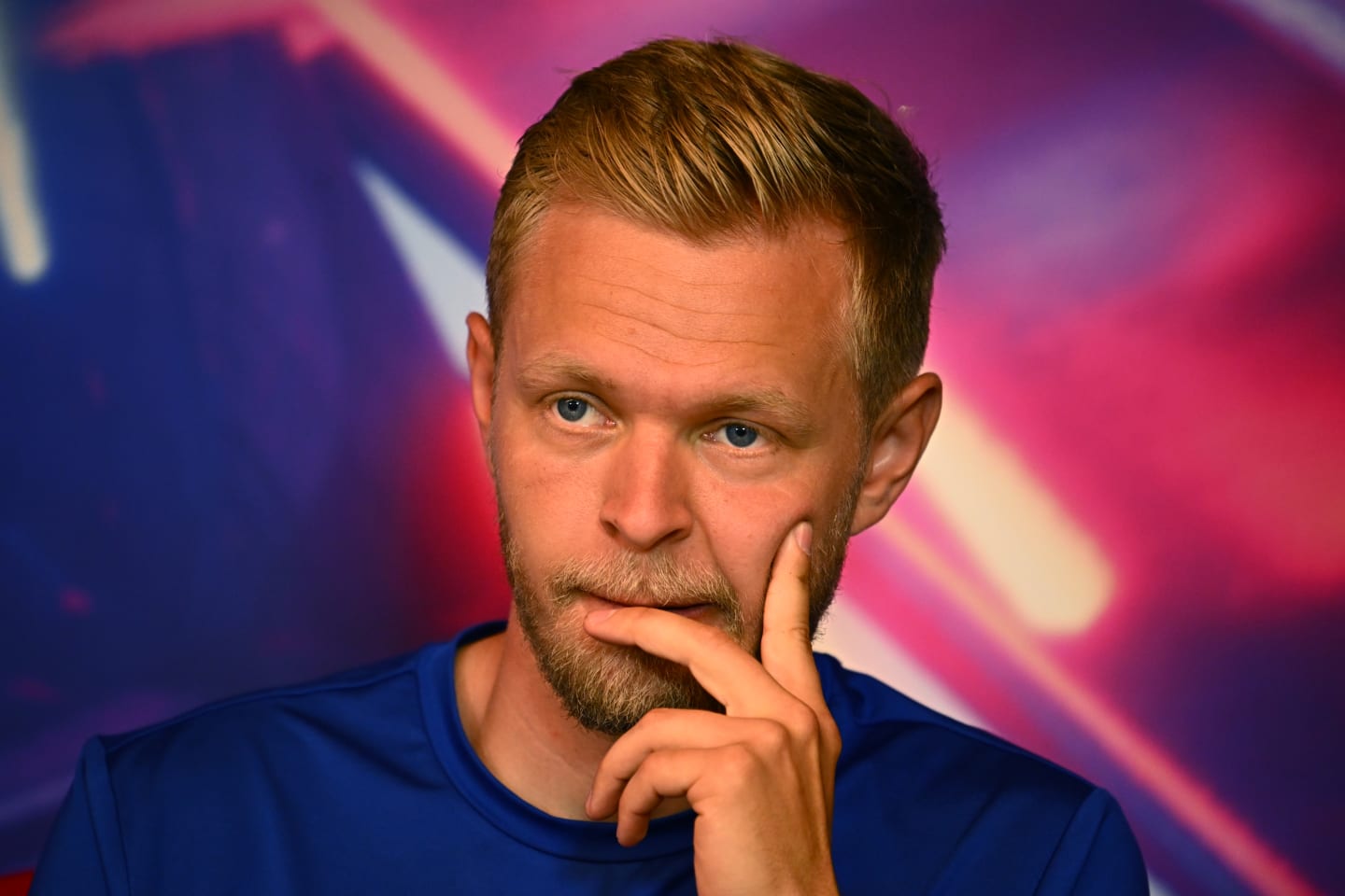 MONTREAL, QUEBEC - JUNE 17: Kevin Magnussen of Denmark and Haas F1 looks on in the Drivers Press Conference prior to practice ahead of the F1 Grand Prix of Canada at Circuit Gilles Villeneuve on June 17, 2022 in Montreal, Quebec. (Photo by Clive Mason/Getty Images)