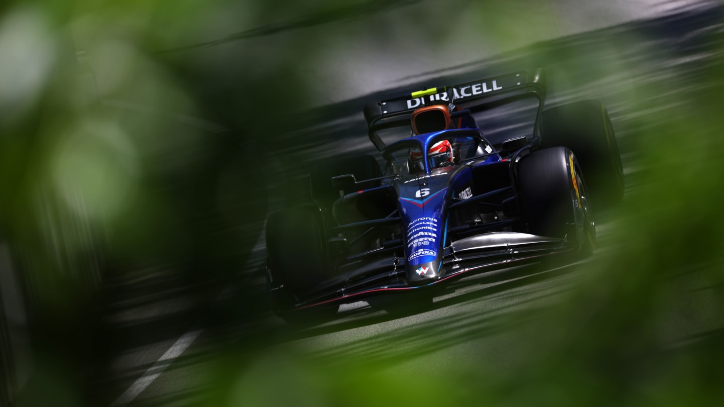 MONTREAL, QUEBEC - JUNE 17: Nicholas Latifi of Canada driving the (6) Williams FW44 Mercedes on track during practice ahead of the F1 Grand Prix of Canada at Circuit Gilles Villeneuve on June 17, 2022 in Montreal, Quebec. (Photo by Lars Baron - Formula 1/Formula 1 via Getty Images)