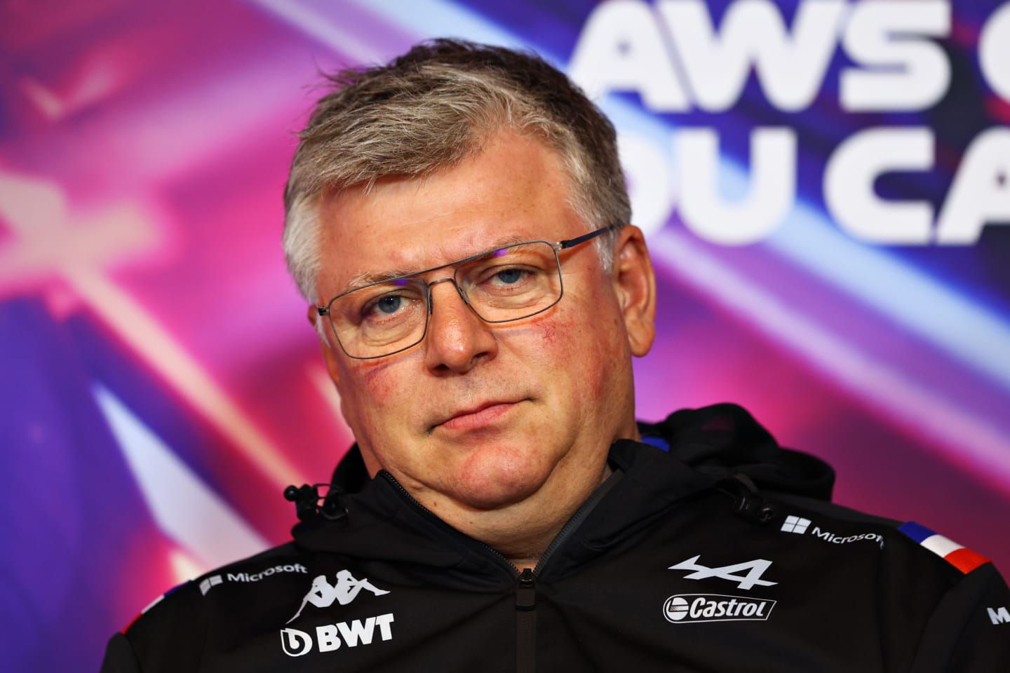 MONTREAL, QUEBEC - JUNE 18: Otmar Szafnauer, Team Principal of Alpine F1 looks on in the Team Principals Press Conference prior to final practice ahead of the F1 Grand Prix of Canada at Circuit Gilles Villeneuve on June 18, 2022 in Montreal, Quebec. (Photo by Clive Rose/Getty Images)