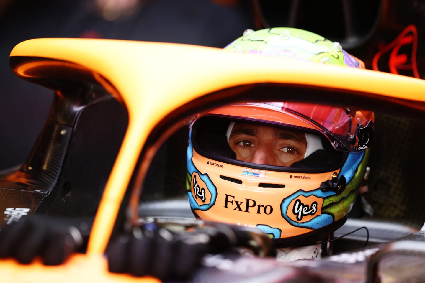 MONTREAL, QUEBEC - JUNE 18: Daniel Ricciardo of Australia and McLaren prepares to drive in the garage during final practice ahead of the F1 Grand Prix of Canada at Circuit Gilles Villeneuve on June 18, 2022 in Montreal, Quebec. (Photo by Clive Rose/Getty Images)