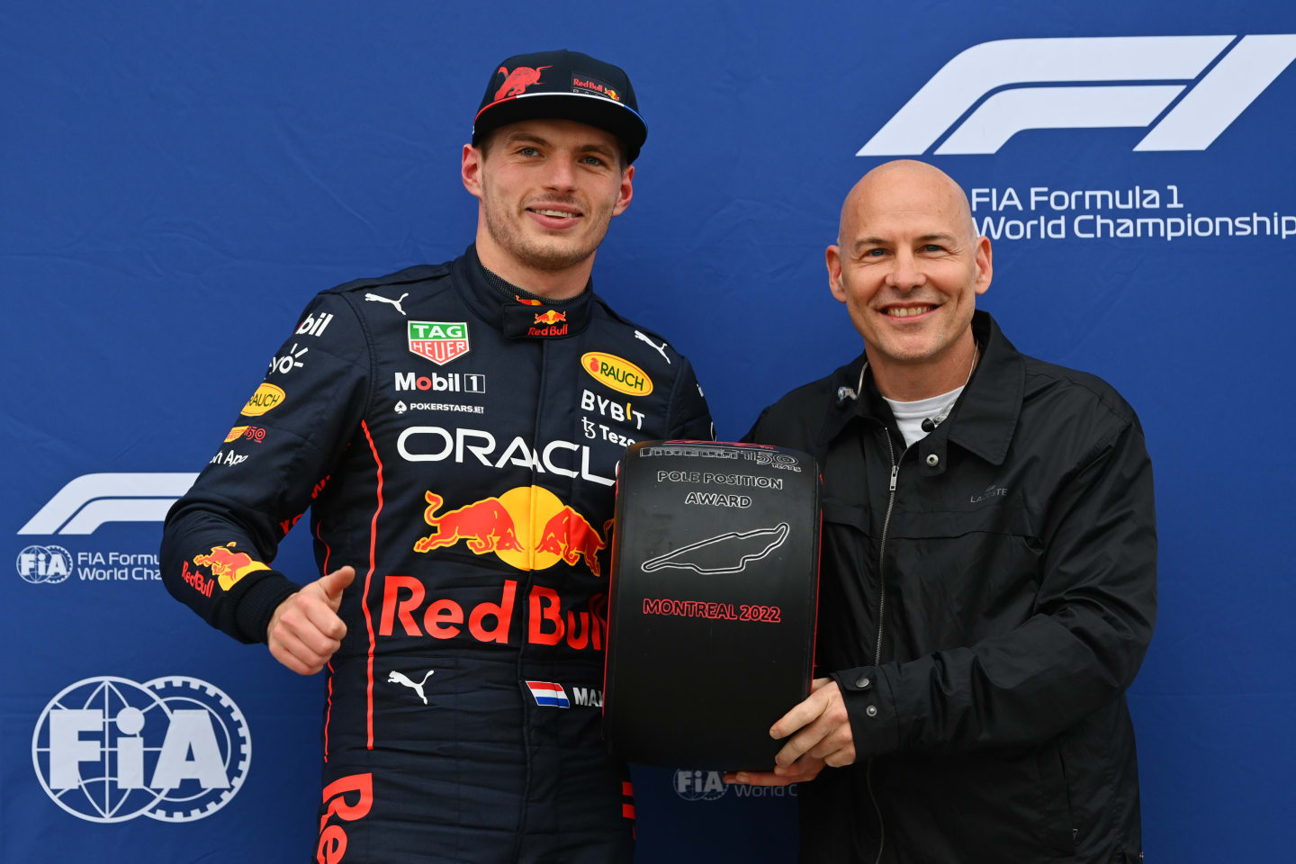 MONTREAL, QUEBEC - JUNE 18: Pole position qualifier Max Verstappen of the Netherlands and Oracle