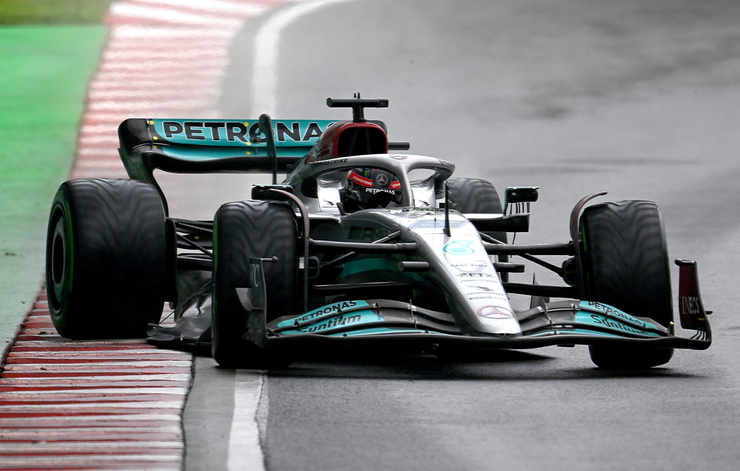 MONTREAL, QUEBEC - JUNE 18: George Russell of Great Britain driving the (63) Mercedes AMG Petronas