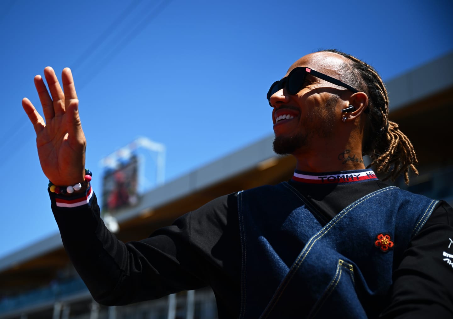 MONTREAL, QUEBEC - JUNE 19: Lewis Hamilton of Great Britain and Mercedes waves to the crowd from