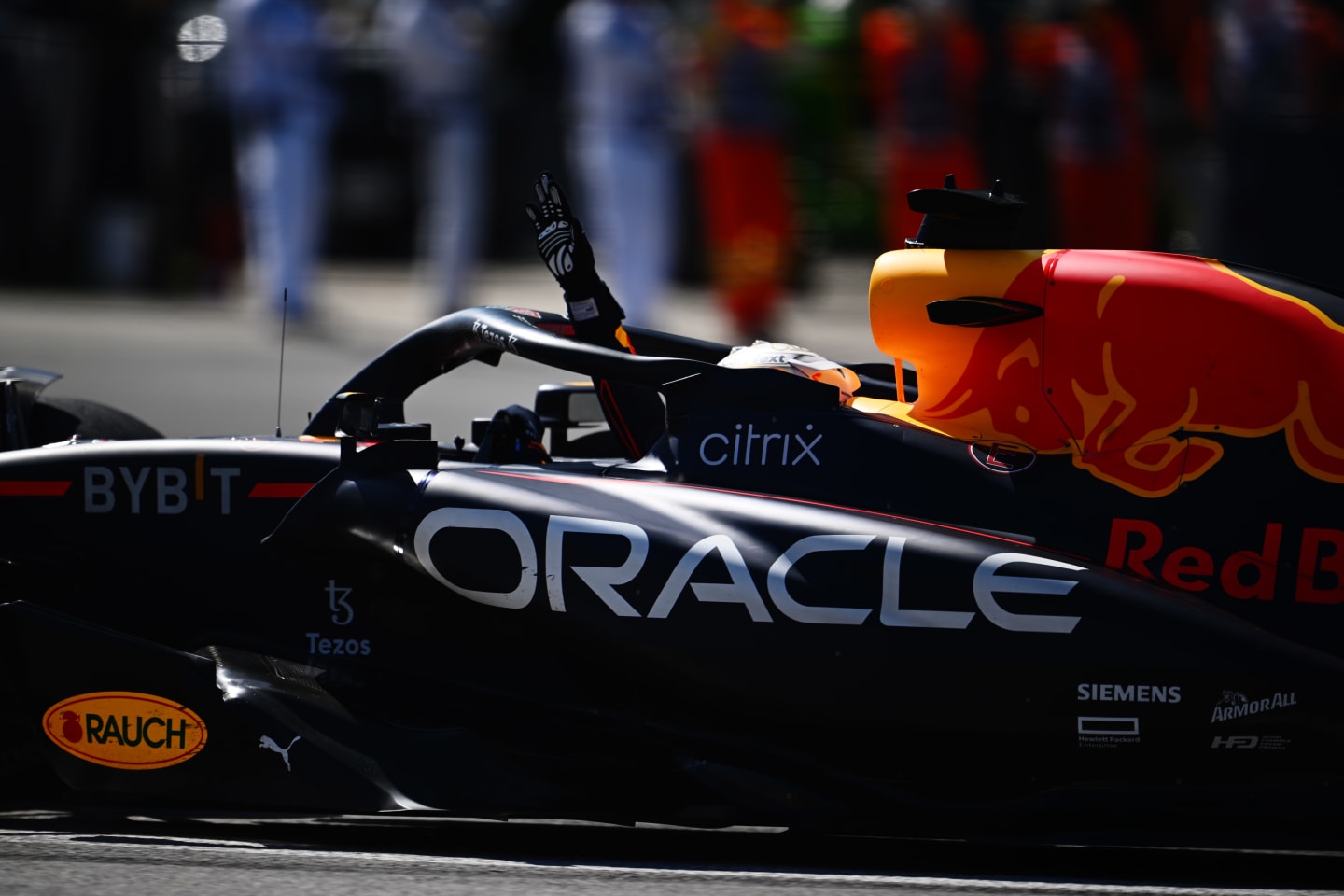 MONTREAL, QUEBEC - JUNE 19: Race winner Max Verstappen of the Netherlands and Oracle Red Bull Racing celebrates in parc ferme during the F1 Grand Prix of Canada at Circuit Gilles Villeneuve on June 19, 2022 in Montreal, Quebec. (Photo by Clive Mason/Getty Images)