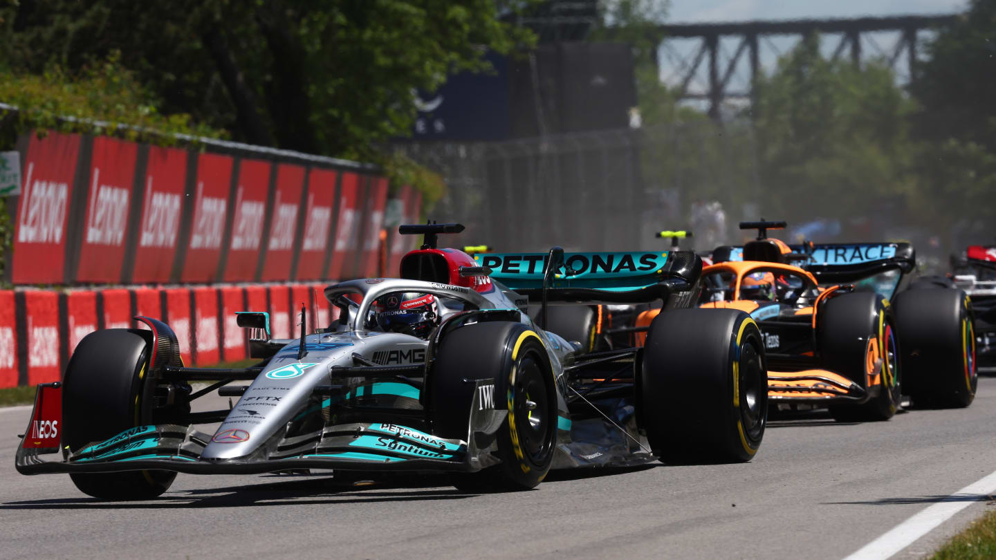 MONTREAL, QUEBEC - JUNE 19: George Russell of Great Britain driving the (63) Mercedes AMG Petronas