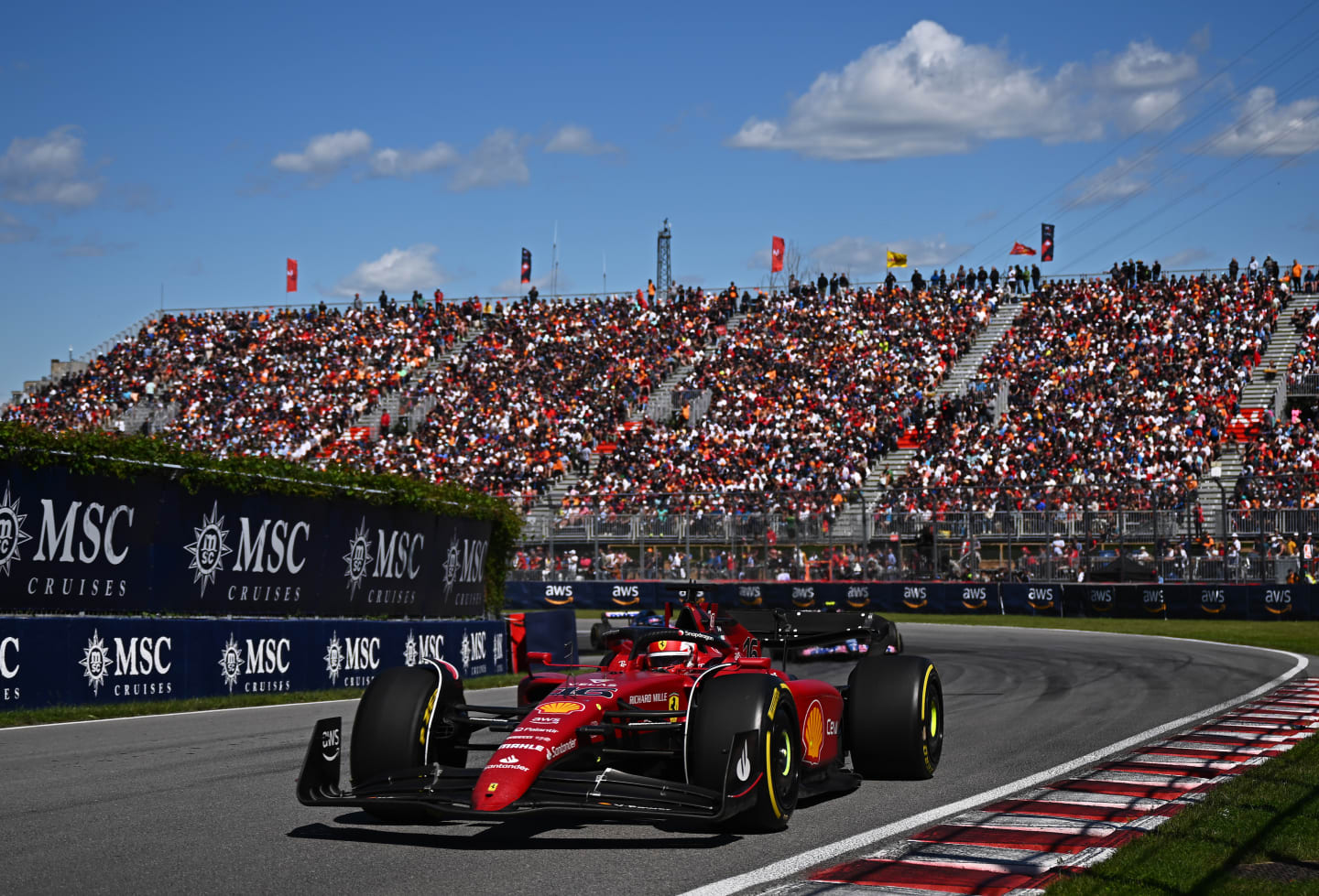 MONTREAL, QUEBEC - JUNE 19: Charles Leclerc of Monaco driving (16) the Ferrari F1-75 on track