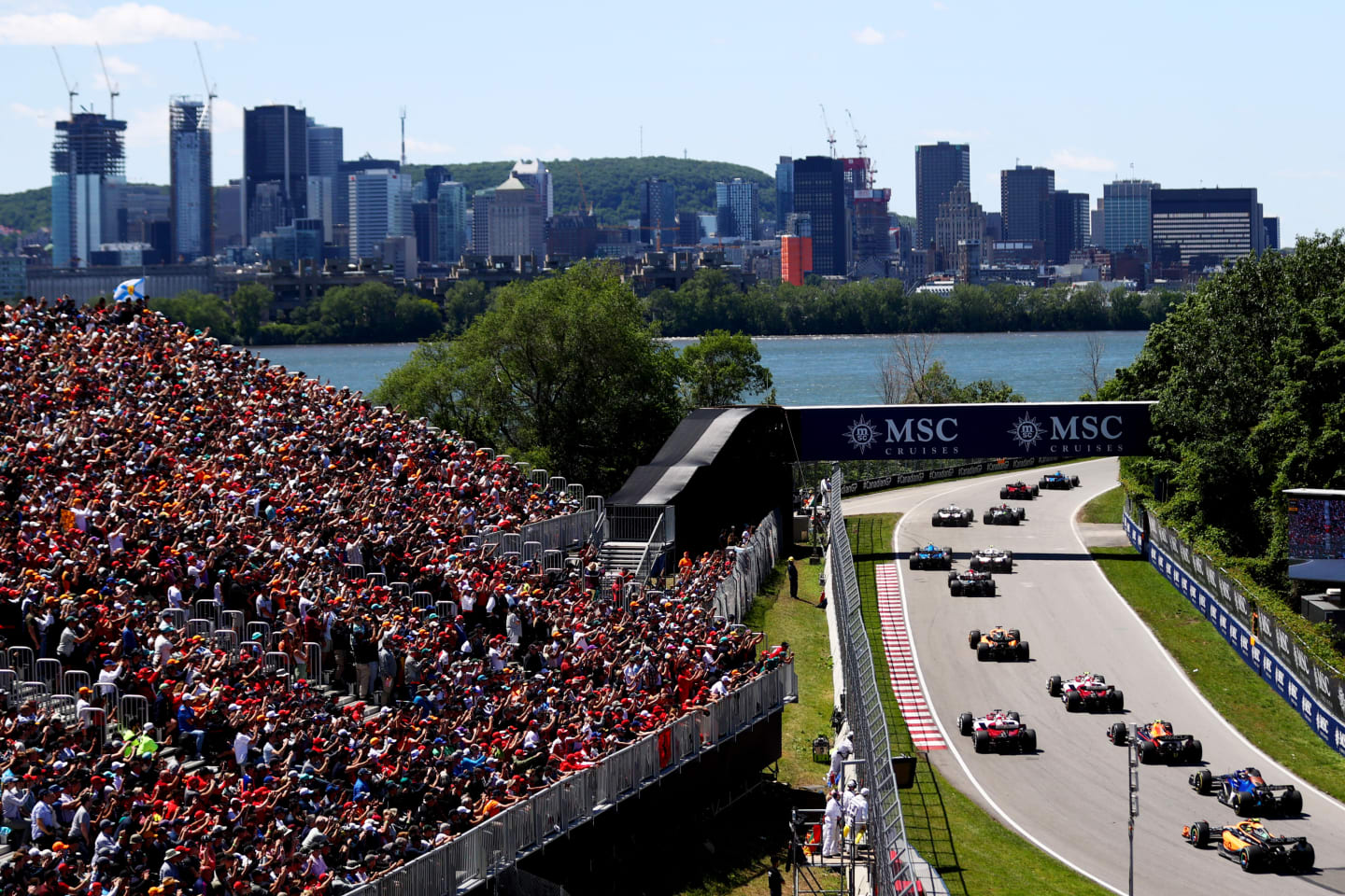 MONTREAL, QUEBEC - JUNE 19: A general view of the field at the race start during the F1 Grand Prix