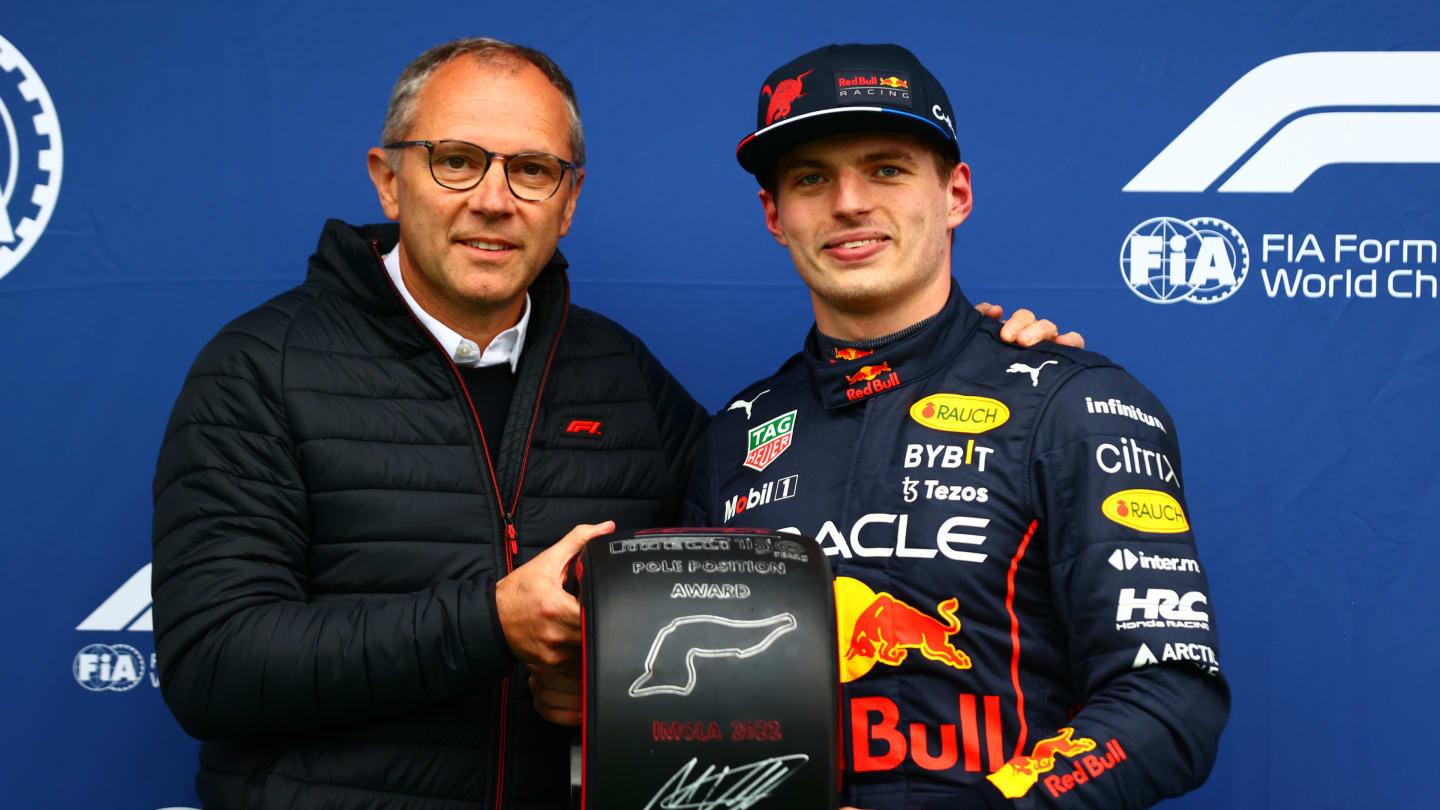 IMOLA, ITALY - APRIL 22: Pole position qualifier Max Verstappen of the Netherlands and Oracle Red