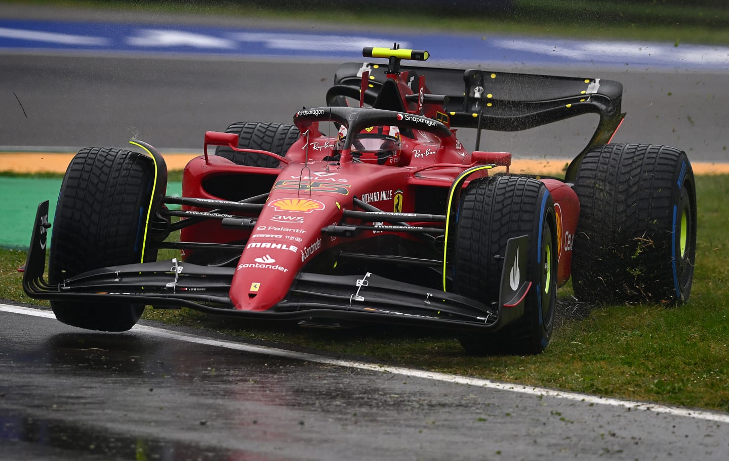 IMOLA, ITALY - APRIL 22: Carlos Sainz of Spain driving (55) the Ferrari F1-75 on track during