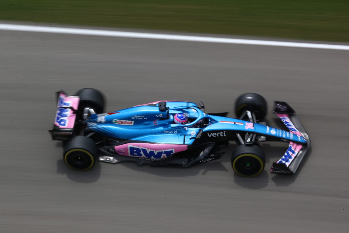 IMOLA, ITALY - APRIL 23: Fernando Alonso of Spain driving the (14) Alpine F1 A522 Renault during