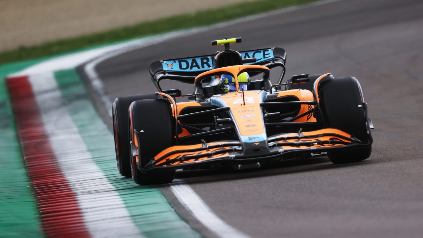 IMOLA, ITALY - APRIL 23: Lando Norris of Great Britain driving the (4) McLaren MCL36 Mercedes on