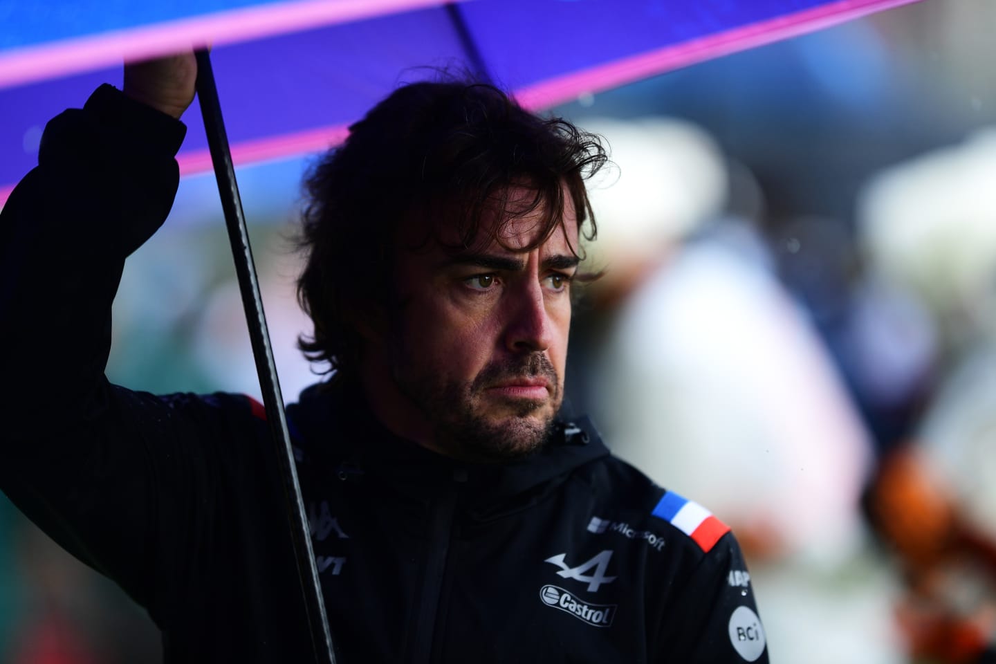 IMOLA, ITALY - APRIL 24: Fernando Alonso of Spain and Alpine F1 looks on from the drivers parade