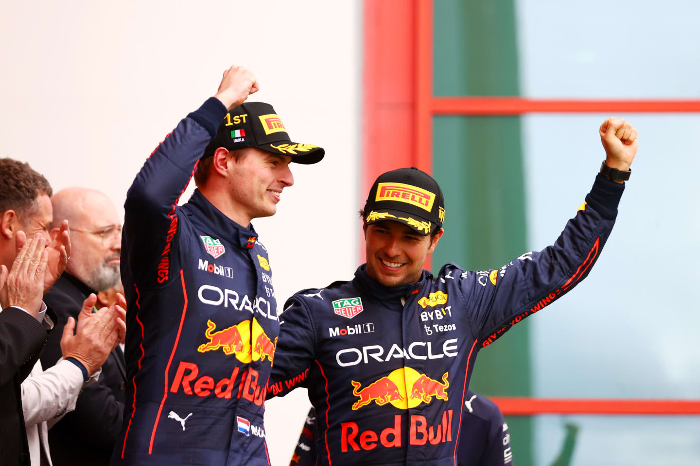 IMOLA, ITALY - APRIL 24: Race winner Max Verstappen of the Netherlands and Oracle Red Bull Racing