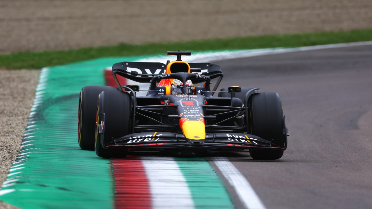 IMOLA, ITALY - APRIL 24: Max Verstappen of the Netherlands driving the (1) Oracle Red Bull Racing