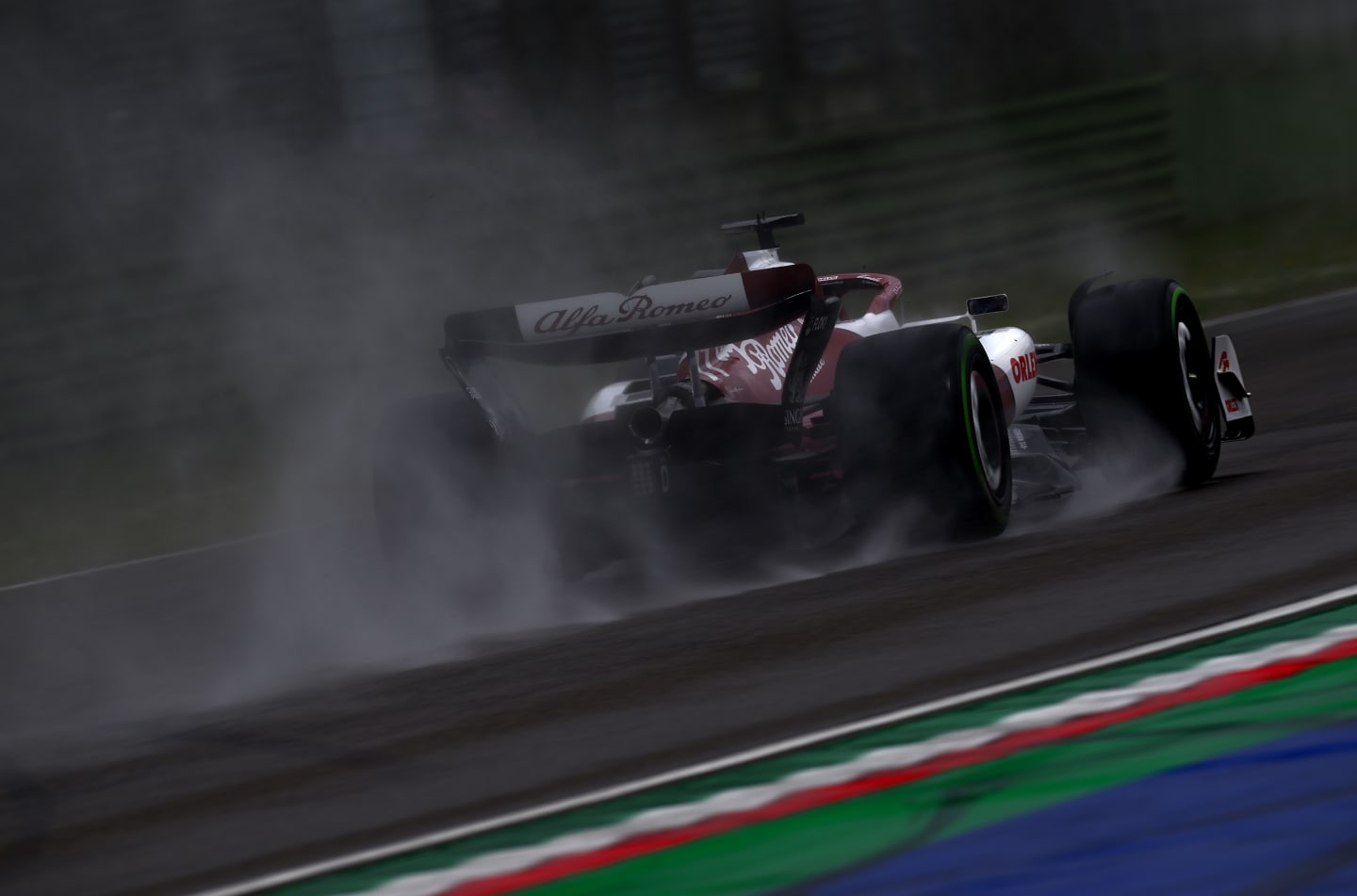 IMOLA, ITALY - APRIL 24: Valtteri Bottas of Finland driving the (77) Alfa Romeo F1 C42 Ferrari on