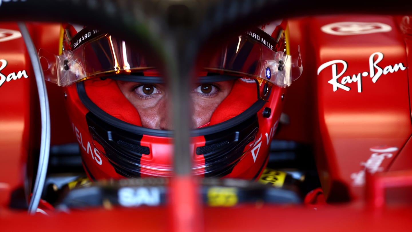 LE CASTELLET, FRANCE - JULY 22: Carlos Sainz of Spain and Ferrari prepares to drive in the garage