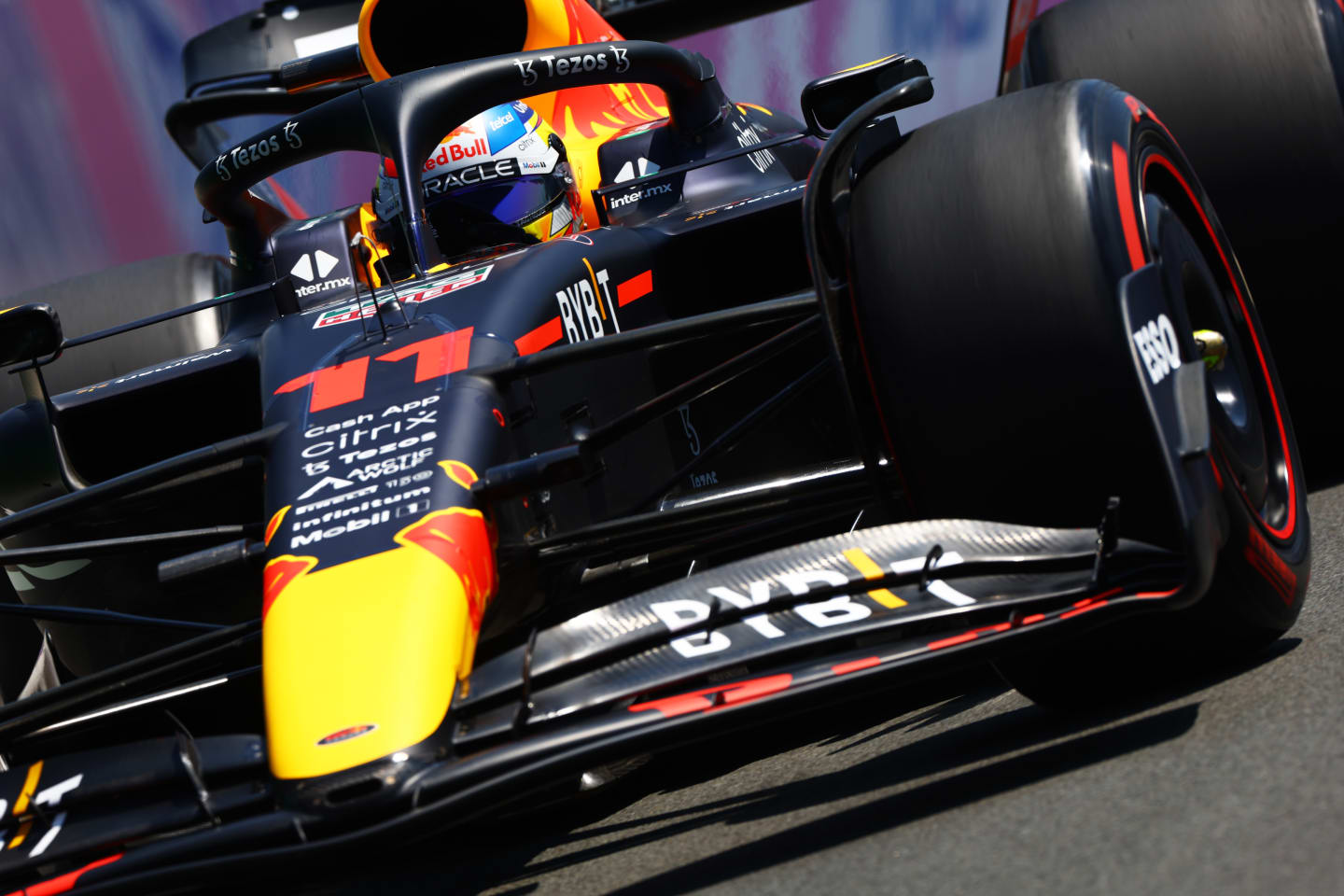 LE CASTELLET, FRANCE - JULY 22: Sergio Perez of Mexico driving the (11) Oracle Red Bull Racing RB18 on track during practice ahead of the F1 Grand Prix of France at Circuit Paul Ricard on July 22, 2022 in Le Castellet, France. (Photo by Mark Thompson/Getty Images)