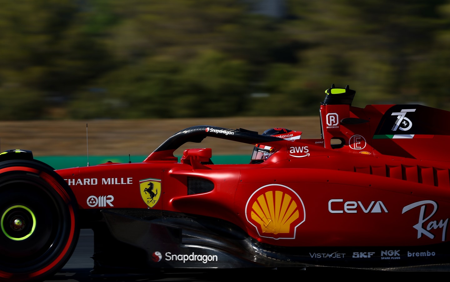 LE CASTELLET, FRANCE - JULY 22: Carlos Sainz of Spain driving (55) the Ferrari F1-75 on track