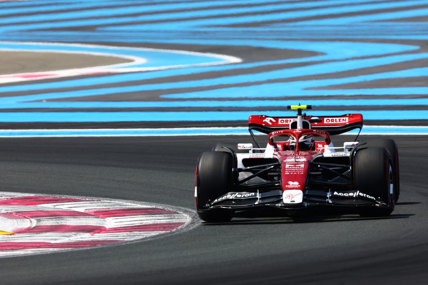 LE CASTELLET, FRANCE - JULY 23: Zhou Guanyu of China driving the (24) Alfa Romeo F1 C42 Ferrari on