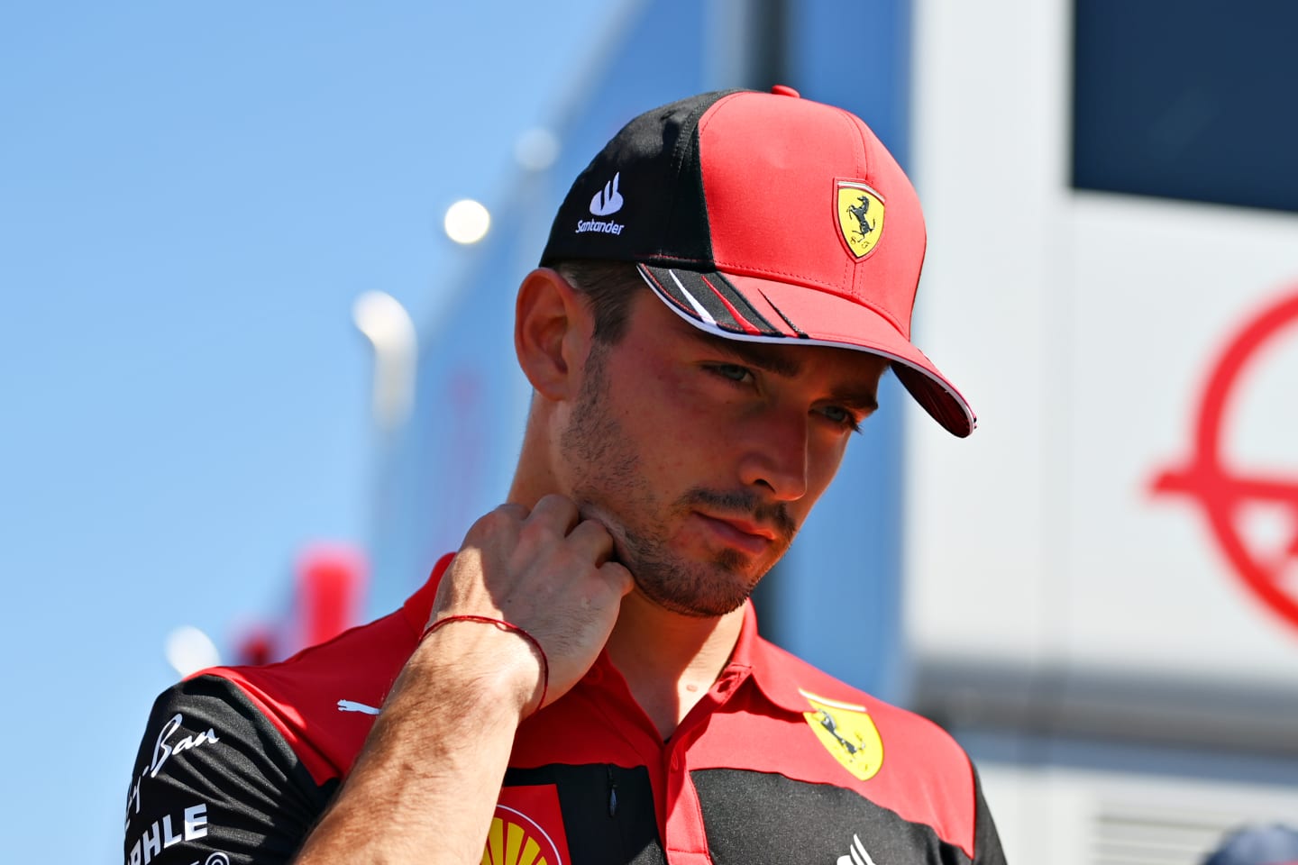 LE CASTELLET, FRANCE - JULY 24: Charles Leclerc of Monaco and Ferrari looks dejected as he walks in