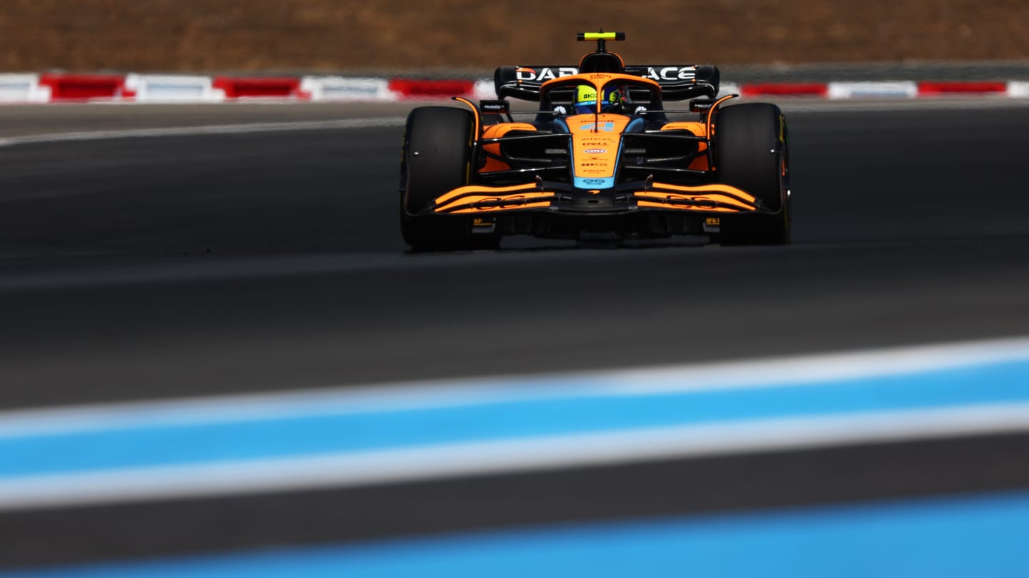 LE CASTELLET, FRANCE - JULY 24: Lando Norris of Great Britain driving the (4) McLaren MCL36 Mercedes on track during the F1 Grand Prix of France at Circuit Paul Ricard on July 24, 2022 in Le Castellet, France. (Photo by Bryn Lennon - Formula 1/Formula 1 via Getty Images)