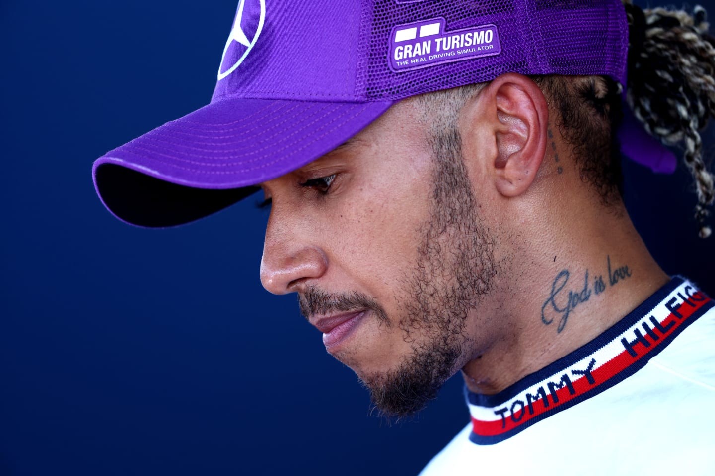 LE CASTELLET, FRANCE - JULY 24: Second placed Lewis Hamilton of Great Britain and Mercedes talks to