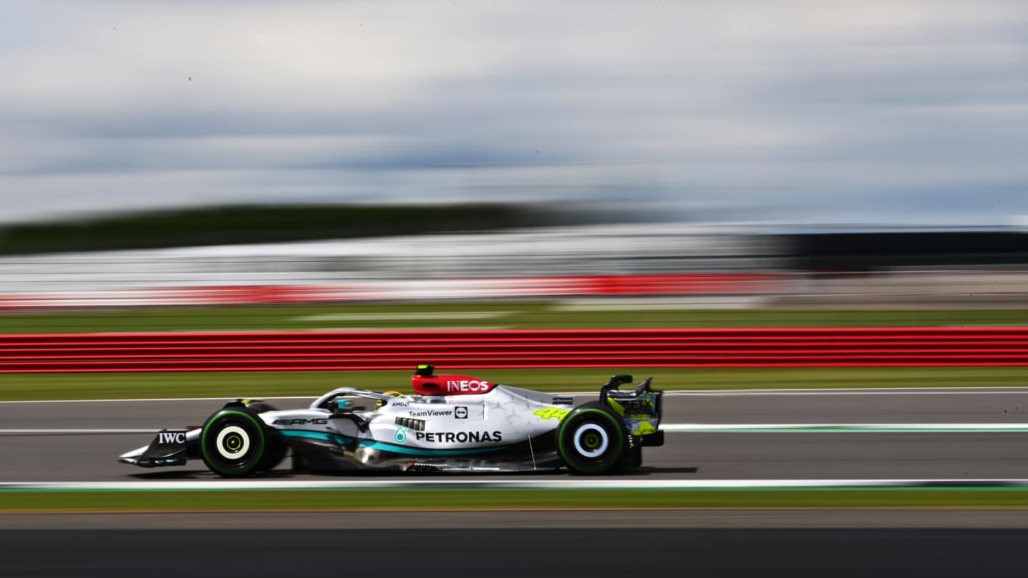 NORTHAMPTON, ENGLAND - JULY 01: Lewis Hamilton of Great Britain driving the (44) Mercedes AMG