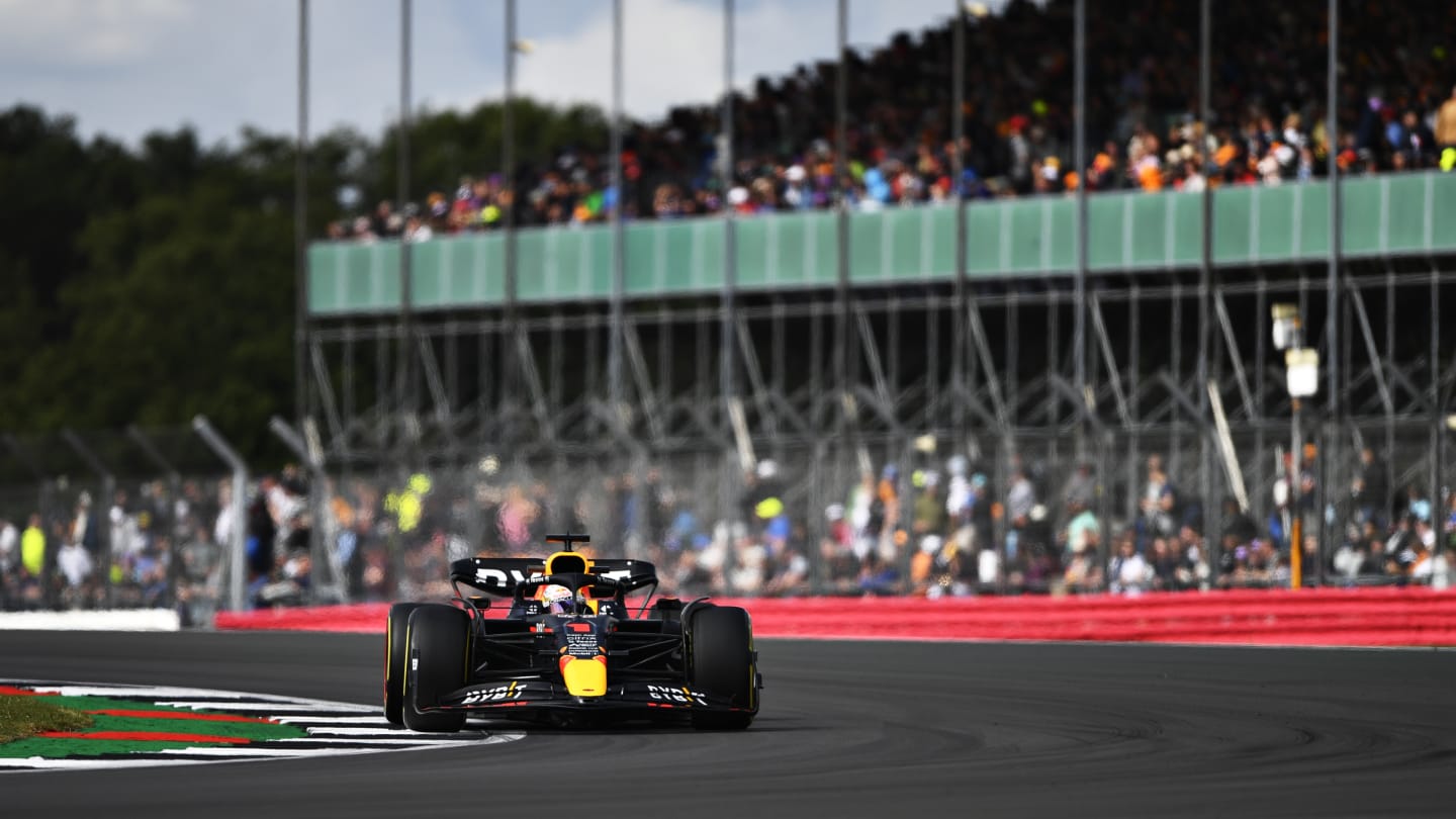 NORTHAMPTON, ENGLAND - JULY 01: Max Verstappen of the Netherlands driving the (1) Oracle Red Bull