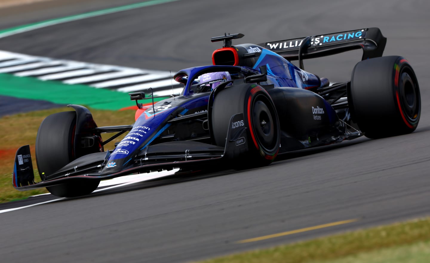 NORTHAMPTON, ENGLAND - JULY 01: Alexander Albon of Thailand driving the (23) Williams FW44 Mercedes on track during practice ahead of the F1 Grand Prix of Great Britain at Silverstone on July 01, 2022 in Northampton, England. (Photo by Mark Thompson/Getty Images)
