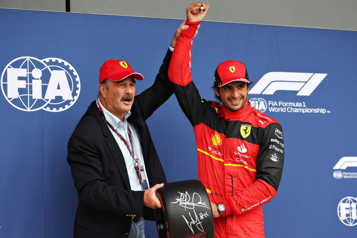 NORTHAMPTON, ENGLAND - JULY 02: Pole position qualifier Carlos Sainz of Spain and Ferrari is