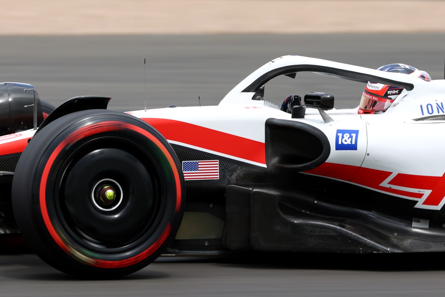 NORTHAMPTON, ENGLAND - JULY 02: Mick Schumacher of Germany driving the (47) Haas F1 VF-22 Ferrari