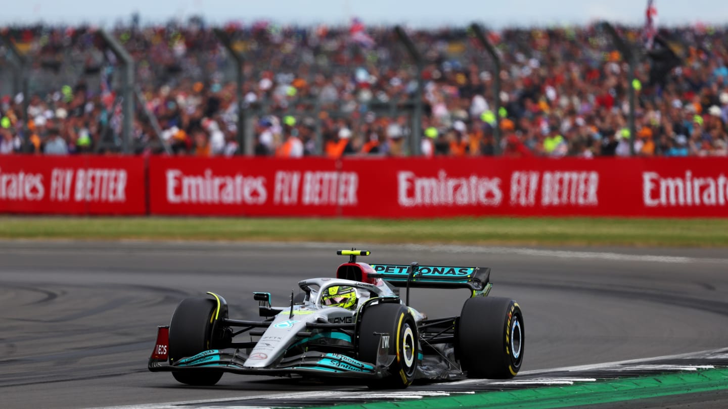 NORTHAMPTON, ENGLAND - JULY 03: Lewis Hamilton of Great Britain driving the (44) Mercedes AMG