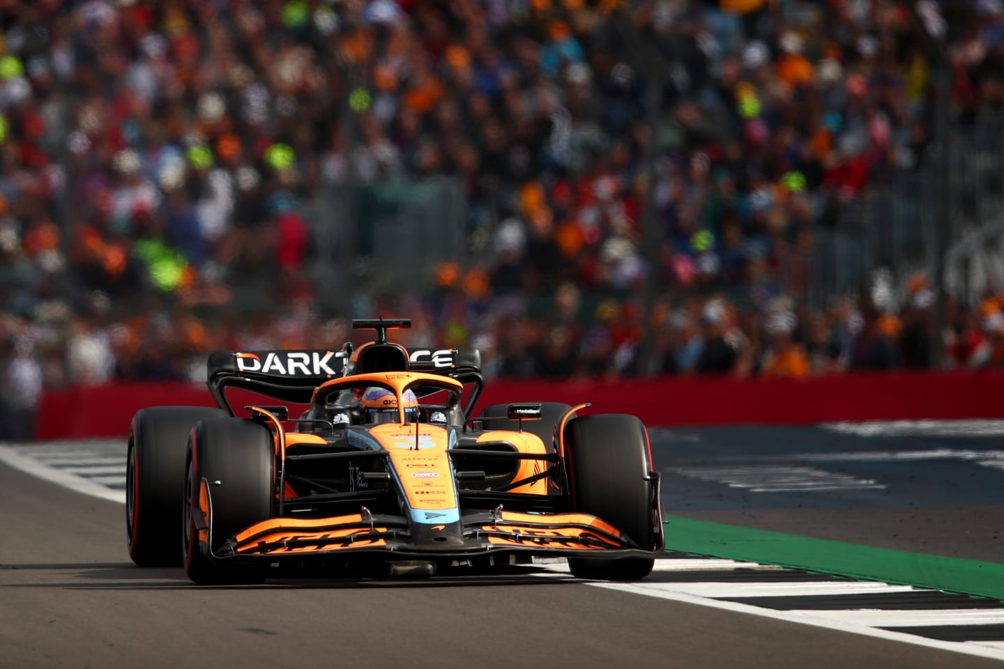 NORTHAMPTON, ENGLAND - JULY 03: Daniel Ricciardo of Australia driving the (3) McLaren MCL36